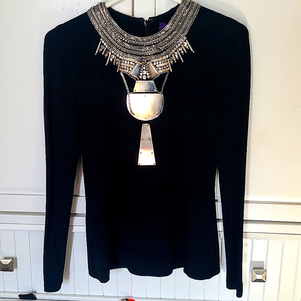 PURPUL LABEL NWOT Runway collection💜  jeweled necklace inlaid in SILVER metal